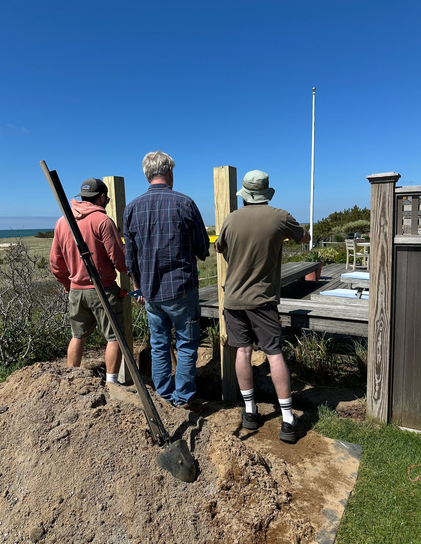 The crew installing an oceanside deck