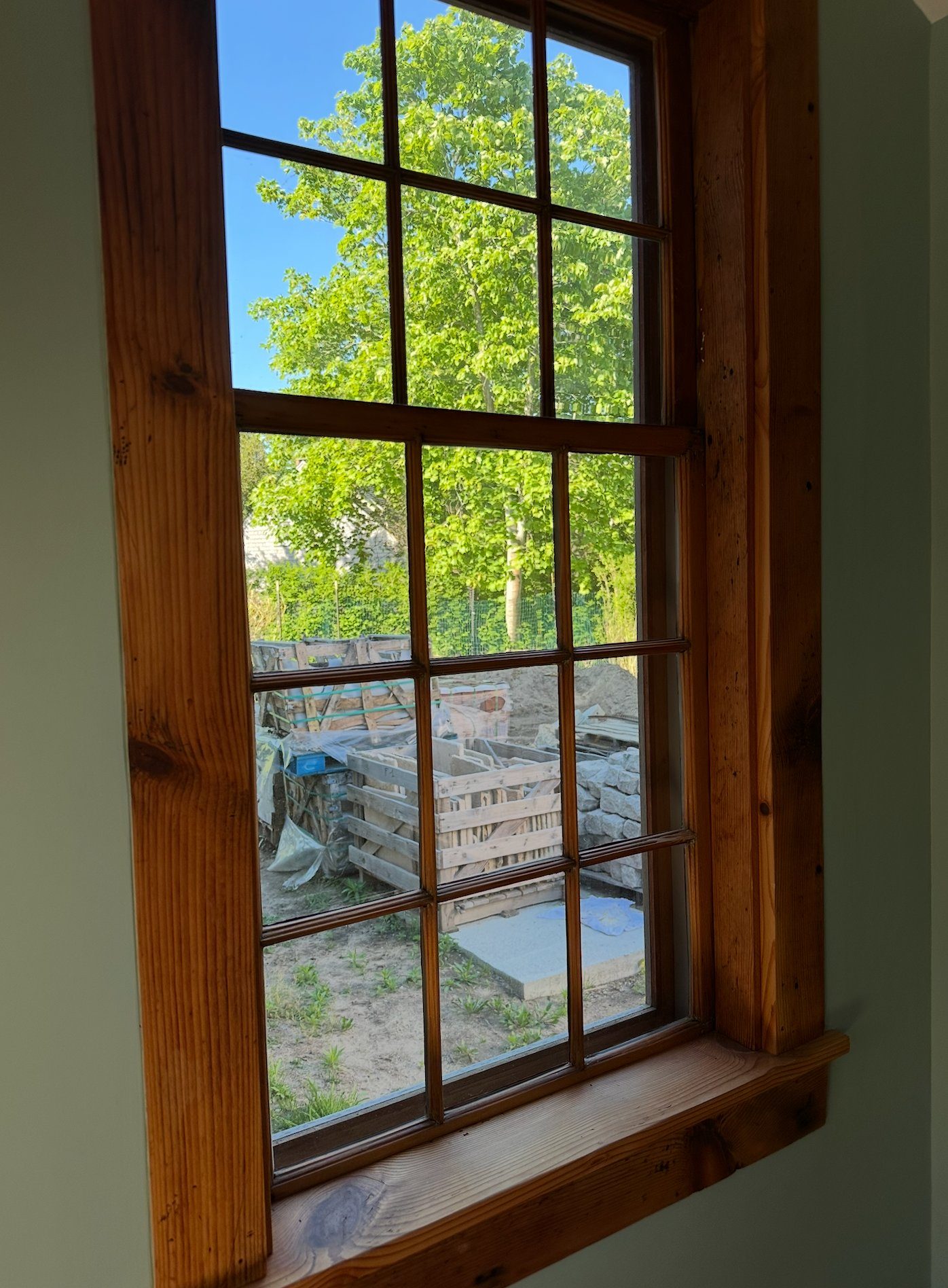 Reclaimed pine interior window trim